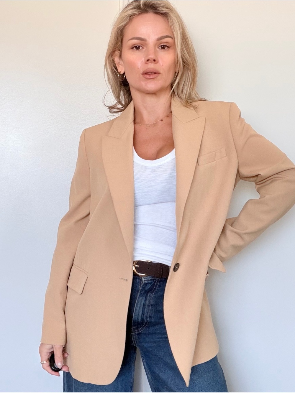 Zara Camel Single-Button Tailored Blazer & Trousers